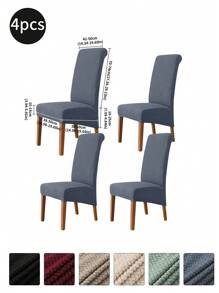 1pc/4pcs/6pcs Beige Striped Plaid High Stretch Dining Chair Cover, Modern Polyester Washable Dust-Proof Chair Slipcover, Suitable For Dining Room, Hotel, Dark Gray, Khaki, Black, Autumn Decor, Room Decor, Back To School, School Supplies