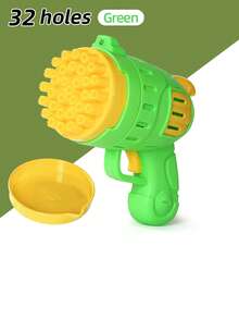 1pc 32-Hole Outdoor Bubble Machine Toy, Handheld Multi-Hole Gatling Bubble Blower With Large Capacity, Suitable For Kids, Preschool, Party, Birthday Gift - Comes With 1 Bottle Of Bubble Solution, Great For Christmas, Halloween, Thanksgiving