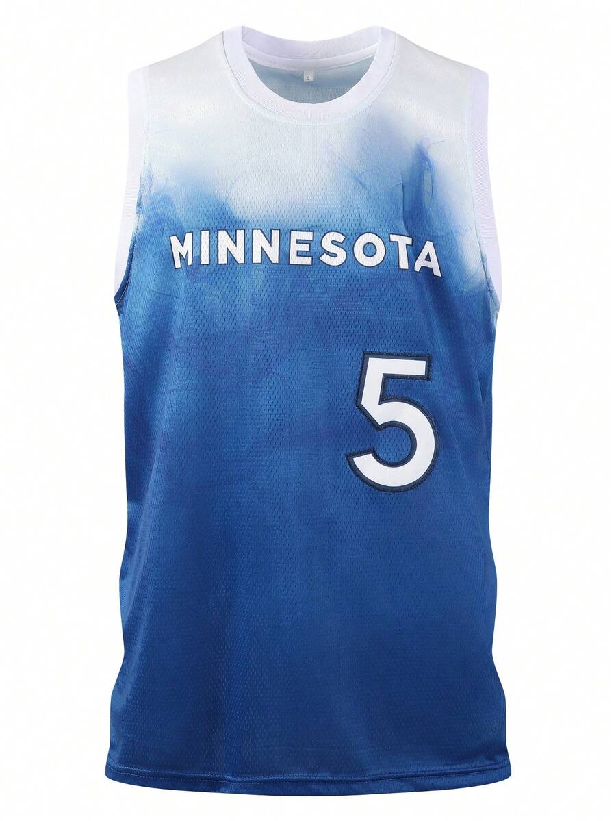 Atonmore Men's Basketball Jersey, Sleeveless Tank Top, Blue With Embroidery And Stitching - Blue - View 1