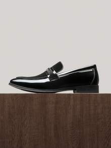 Men's Tuxedo Patent Classic Velvet Loafer Slip On Shoes For Wedding Party Shoes - màu đen - Xem 3