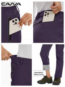 Cavva Women's Thermal Lined Pants Waterproof Windproof Wear Resistence Winter Softshell Warm Snow Ski Pants Hiking Camping Outdoor Sport,Fleece - Purple - View 5