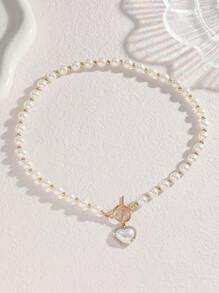 1pc Stainless Steel Pearl Elegant & Versatile High-Grade Necklace, Suitable For Women To Wear Casually, On Campus Dates, Weddings, Parties, Valentine's Day, And Vacations