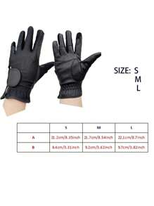 1 Pair High-End Quality PU Leather & Mesh Breathable Equestrian Gloves, Summer