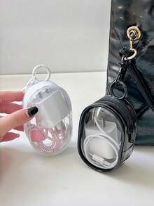 新款时尚便携式迷你透明防水拉链收纳袋，可存放耳机、充电器、数据线、口红、香水、钥匙、手链、化妆品等物品，多功能悬挂收纳袋，旅行、商务旅行、度假、返校、徒步旅行必备 - 彩色 - 查看 1