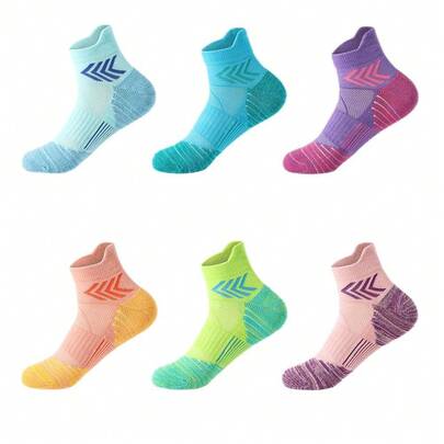 1 Pair Women's Running Ankle Socks, Sports Cushion Short Socks, Women's Mesh Strap Sock Bottoms