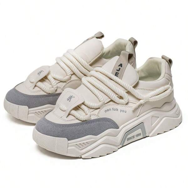 Herren stoßabsorbierende Sneaker mit dicker Sohle - Ganzjahres Outdoor Sportschuhe mit rutschfester Sohle und Schnürung für Komfort