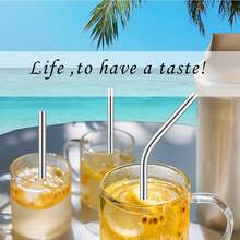 10/5/1 件可重复使用不锈钢金属吸管，配有直吸管、弯吸管和清洁刷，适用于 20 盎司-40 盎司杯子，多种尺寸可选 - 彩色 - 查看 4