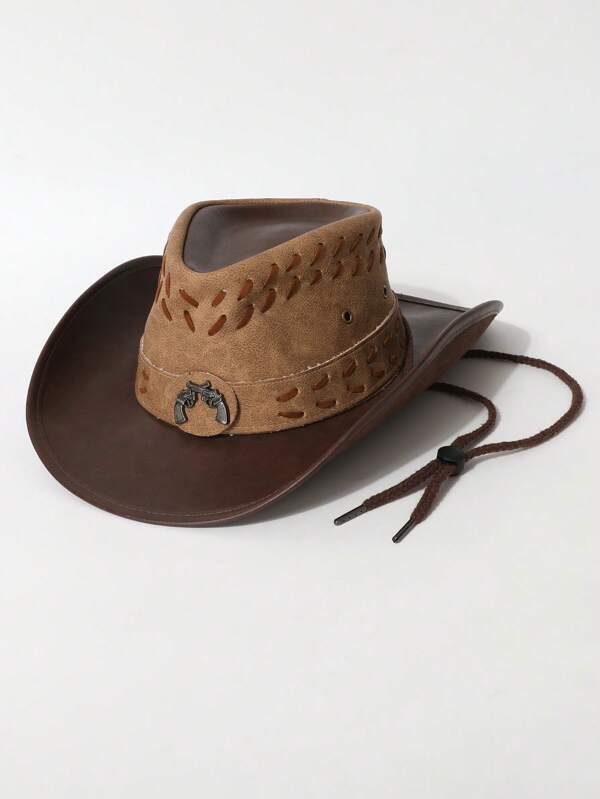 Sombrero de vaquero de PU de alta gama para hombre, sombrero de sol para hombre y mujer para exteriores, sombrero de montañismo, sombrero de pesca, sombrero de vaquero occidental