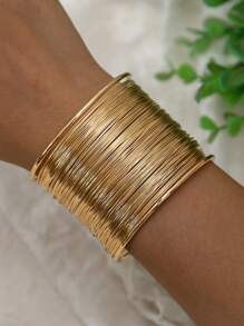 1pc New Style Street-Fashion Punk Party Accessory Multi-Layer Hollow Wire C-Shape Bracelet