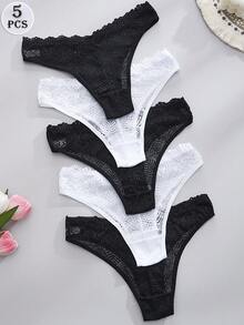 5 pièces Maillot de bain culotte de couleur unie - Été Plage & Natation - Multicolore - Voir 2
