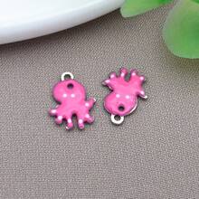 10pcs 9x12mm Cute Enamel Stainless Steel Octopus Charms Mini Cute Marine Life Animal Pendants For DIY Ocean Bracelet Necklace Earrings Jewelry Making Crafts Accessories