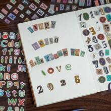 12 Stücke/Packung Vintage Buchstaben- und Zahlen-Aufkleber, dekorative Aufkleber für Scrapbooking, Tagebuch, DIY, Schulmaterial, Rückkehr zur Schule