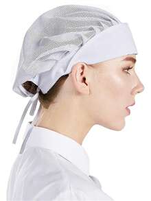 1 件纯色厨师帽，可重复使用发网，可调节弹性厨师工作帽，男女皆宜，适用于餐饮服务和厨房