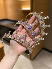 1 件女士优雅水晶皇冠，复古别致风格，新娘配饰，仙女般的装饰，节日时尚，新娘礼物，节日配饰，金色发饰，夏季女士配饰，舞会发饰，伴娘礼物，花冠，头饰，服装皇冠，头饰，发箍，发藤，狂欢配饰 - 彩色 - 查看 11