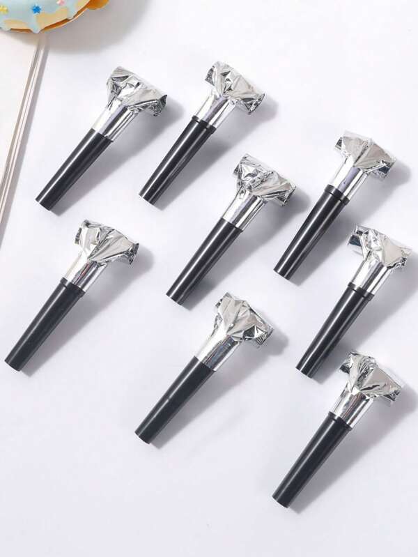 1/30pcs Black And Silver Party Whistles - Noise Atmosphere Makers For Birthdays, New Year's, And Celebrations