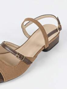 Sandalias de tacón alto de punta abierta para mujer, de primavera/verano, sandalias de moda de tacón grueso casuales y para exteriores, de estilo slip-on, para ir al trabajo y a la playa - Multicolor - Ver 9