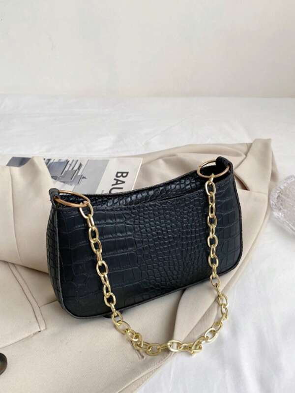 Casual Fashionable Women's Versatile One Shoulder Baguette Bag