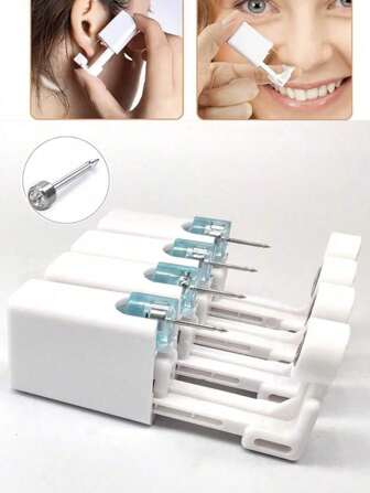 1-24pcs Disposable Sterile Ear Piercing Kit, Cartilage Tragus Helix Piercing Gun No Pain Piercer Tool Machine Set Stud Lewelr