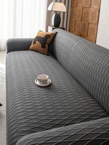 1 件纯色法兰绒提花弹力全罩沙发套，适合 1/2/3/4 座，适合室内/室外露台派对假期，宠物友好，防脏防刮，可机洗，含防滑条 - 深灰色 - 查看 6