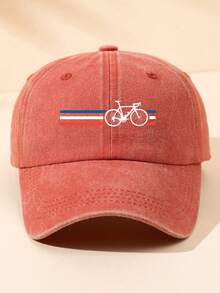 1pc Unisex Outdoor Casual Fashionable Adjustable Size Bicycle Graphic Print Vintage Street Wear Distressed Soft Baseball Cap/Sun Hat, Suitable For Daily Use - A - View 15
