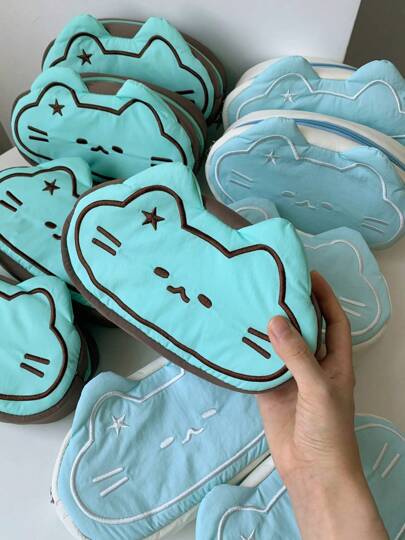 1pc Fresh And Simple And Cute Kitten Pencil Case, Ins Style Highly Attractive Student Desktop Stationery Storage Bag, Animal Style Cosmetic Bag, Large-Capacity Storage Bag