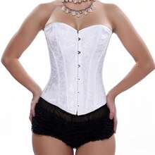 Corset Corset Corselet Floral Bodice Without Frill Fancy Dress Party - trắng - Xem 2