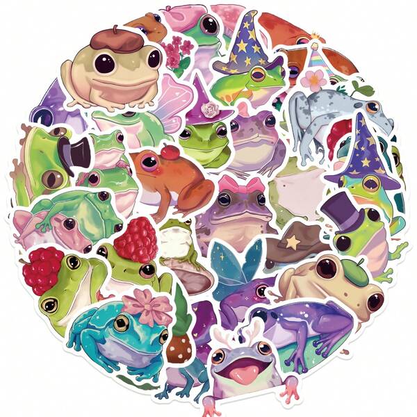 50pcs Cartoon Frog Fairy Graffiti Sticker Set For Decoration On Guitar, Notebook, Luggage, DIY
