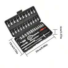46pcs Wrench Tool Kit, Integrated Solution For Outdoor Emergency Car Repair, Suitable For Car, Bicycle And Motorcycle Repair, Also Includes A Multifunctional Combination Manual Tool Kit Wrench Set, No Battery Required, With 1/4" Drive Ratchet Wrench, Metric Sockets, Quick Release Mechanism - Professional Hand Tool Kit For Automotive Repair And DIY, No Assembly Required, Non-Power