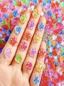 40/60 peças Encantos de Arte de Unhas Florais 3D, Flores Aleatórias Coloridas para Unhas Havaí, Strass de Resina para Decoração de Unhas, Design de Unhas para Mulheres