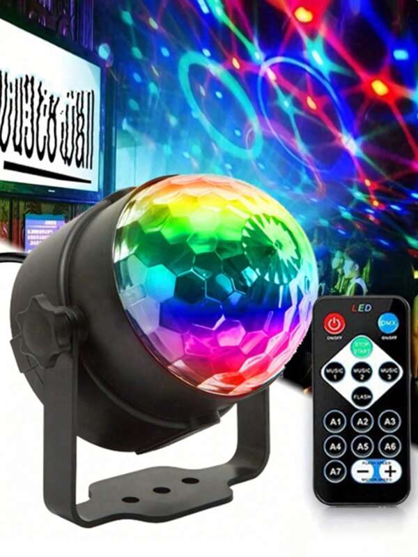 ضوء كرة الديسكو المتعدد الألوان (RGB) - مصباح إضاءة بالتحكم عن بعد بالريموت، يعمل بطاقة USB، مناسب للإضاءة المنزلية والغرف، النوادي، الحفلات، الكاريوكي، وديكور الزفاف