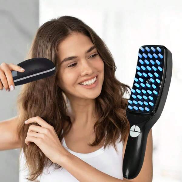 Cepillo masajeador del cabelludo recargable vía USB, estimulador del crecimiento del cabello con luz roja, peine eléctrico multifunción con pulverizador, prevención de la caída del cabello, capacidad de la batería: 200mAh