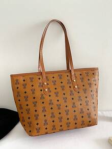 女士通勤上课高端手提包，2025新款时尚单肩包，卡通泰迪熊托特包