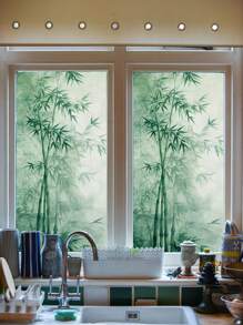 1pc Fresh Dandelion & Leaves Vine Window Sticker, Spring Greenery Decor Series, Double-Sided Printing, See-Through Glass Door/Window Decal, Static Cling Wall Sticker Room Decor Home Decor Wall Decor Bathroom Decor Bedroom Decor Room Decoration Stuff Living Room Decor House Decor Home Decor Living Room Wall Art Wall Paper Stickers Personalised Stickers