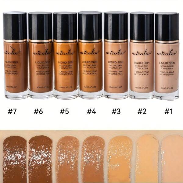 7 Colors Liquid Matte Foundation, Natural Waterproof Long-Lasting Oil Control Cream, Medium Coverage, Multicolor, For All Skin Tones, To Cover Dark Circles