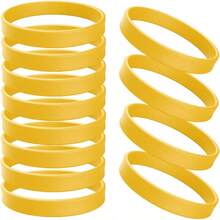 Rubber Bracelets Solid Color Silicone Wristbands Blank Stretch Silicone Wristbands Colorful Rubber Bracelets Women Men Gifts - 黃色 - 查看 1