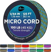 TECEUM Micro Paracord – 118 Mm X 125 Ft – Micro Utility Cord – Thin Braided Paracord Rope – Best Crafting, Projects, Fishing, Camping – Wind Chime – Survival Strong String - 水 - 查看 1