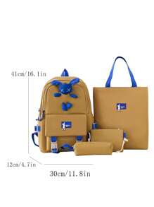 Multifunctional Four-Piece Bag, With A Small Doll, Can Be Single-Shoulder, Double-Shoulder, Hand-Held, Very Suitable For College, Business, Work, Commuting High School, Outdoor, Hiking, Travel, Rock Climbing, Stadium, Sports, Outing