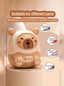 1个可爱水豚造型手动削笔器（注意：购买前请确认尺寸） - 无需电源，塑料材质，浅棕色和深棕色，易于使用，适用于办公和学习用品，动物主题桌面配件，学习用品，返校季