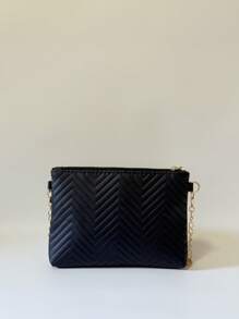 Bolso cruzado con cadena desmontable y patrón de onda en relieve, bolso de hombro minimalista de unicolor, elegante y de moda para mujer
