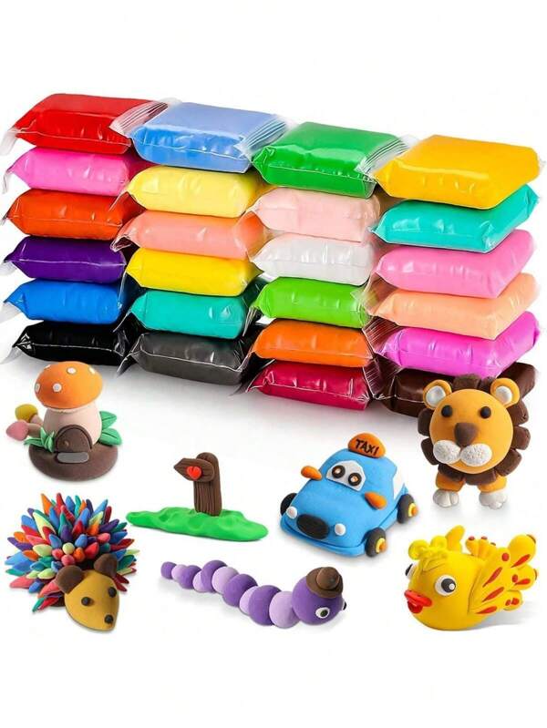 Arcilla de secado al aire (12, 24 y 36 colores), arcilla mágica de goma para modelar con herramientas, arcilla ultraligera para niños, arcilla suave de secado automático para niños y adultos, manualidades creativas (colores aleatorios)