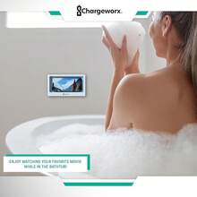 CHARGEWORX Portable Waterproof Shower Phone Holder, Wall-Mountable Smartphone Holder For Bathroom Or Kitchen, Touchscreen-Enabled, Anti-Fog Design, Universally Compatible