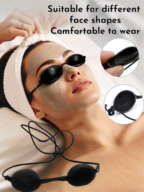 1pc IPL Protective Eyewear Light Therapy Goggles For Tanning Laser Hair Removal UV Protection Soft Silicone Eye Shields Reusable Adjustable Comfortable Eye Cover Professional Grade Hypoallergenic Anti Blue Light Glasses For Facial Treatments Skin Care Devices And Home Beauty Tools
