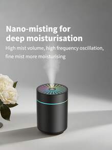 1 pieza Nuevo humidificador de aromaterapia USB con luz de colores, máquina compacta y portátil de 180ml, humidificador de aire para belleza de mujer, para uso en dormitorio, coche, hogar, dormitorio, sin batería, alimentado por USB