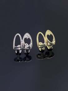 1 pieza Grillz con corazón hueco y empalme de doble perla, joyería para los dientes de estilo hip-hop apta para uso diario