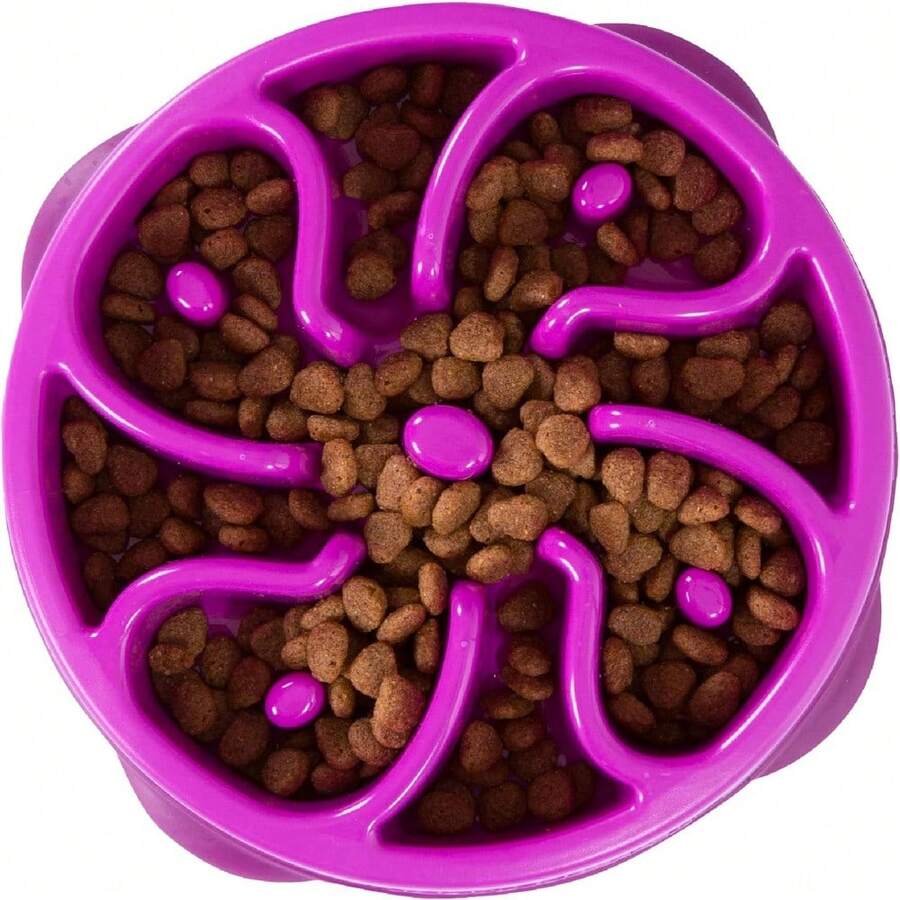 Outward Hound Fun Feeder Slo Bowl, Slow Feeder Dog Bowl, Medium/Mini, Turquoise - Màu tím - Xem 1