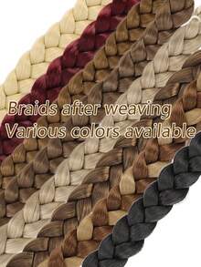 22-40 Inch Elastic Rope Braided Ponytail Hair Extensions, Straight Smooth Wrapped Braided Hair Extensions, Natural Soft Synthetic Hair, Black