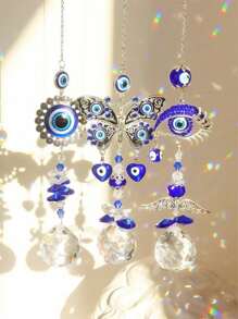 1pc,Evil Eye Crystal Sun Catcher - Optical Prism Rainbow Projection Wind Chime For Entryway Windows, Healing Energy Hanging Ornament With