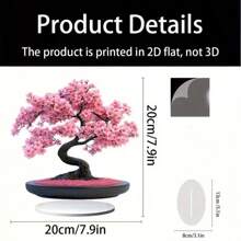 1pc Pink Cherry Blossom Acrylic Potted Tree Decoration - 2D Flat Desktop Display, Black Trunk And Bright Pink Flowers, Suitable For All Seasons Holiday Indoor Decoration, Is An Ideal Gift For Friends, Family, Traditional Style Decoration | Bright Flower Design, Cherry Blossom Decoration