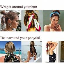 Scrunchie Hair Accessories - Chiffon Hair Scarf Bandana, Scrunchies, Ribbons, Ponytail Holders, And Bow Scrunchies For Women (6PCS) - NO9A - 查看 7