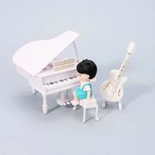 1pc Mini Piano Guitar Gift Box Set, Realistic Piano & Guitar, Doll House Decor, Miniature Model, White & Black Mini Grand Piano Decoration - Multicolor - View 19